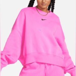 Nike sportswear phoenix fleece pink sweatshirt & high wasted joggers XS.